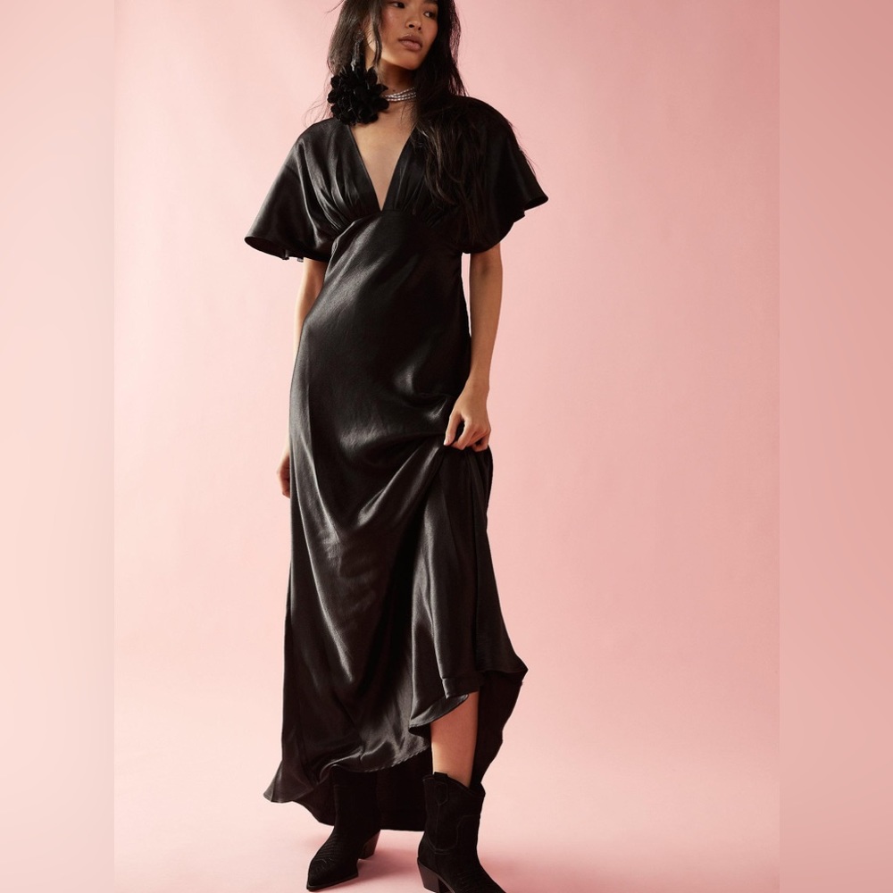 Free People Black Silk Maxi
